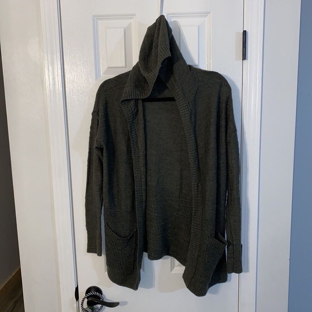 American Eagle Sweater Womens Small Green Open Front Hoodie Cardigan Oversized - Picture 1 of 4